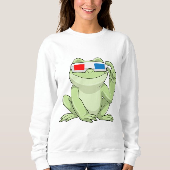 Frosch mit Brille Sweatshirt (Vorderseite)