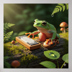 Frosch mit Computereingabe Poster
