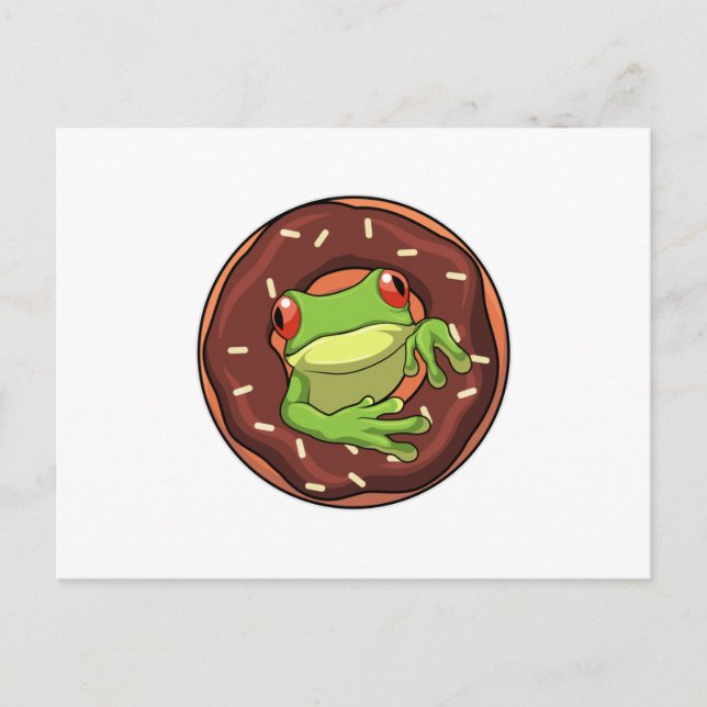 Frosch mit Donut Postkarte (Vorderseite)