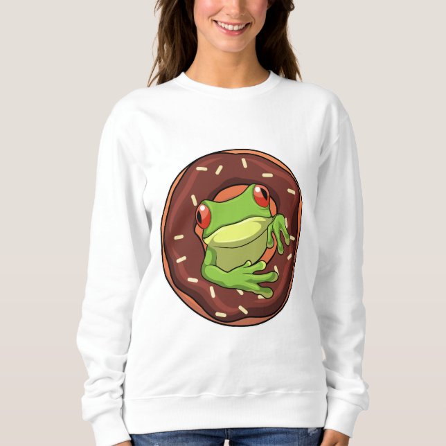 Frosch mit Donut Sweatshirt (Vorderseite)