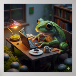 Frosch mit einem Computer Poster
