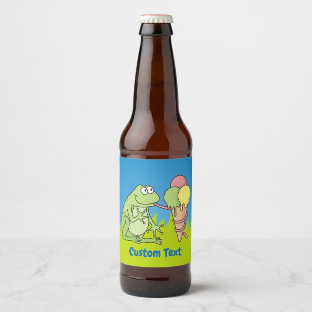 Frosch mit Eiscreme Bierflaschenetikett (Vorderseite)
