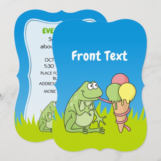 Frosch mit Eiscreme Einladung (Vorne/Hinten)