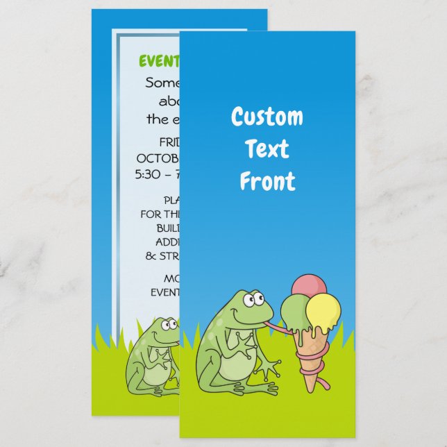 Frosch mit Eiscreme Einladung (Vorne/Hinten)