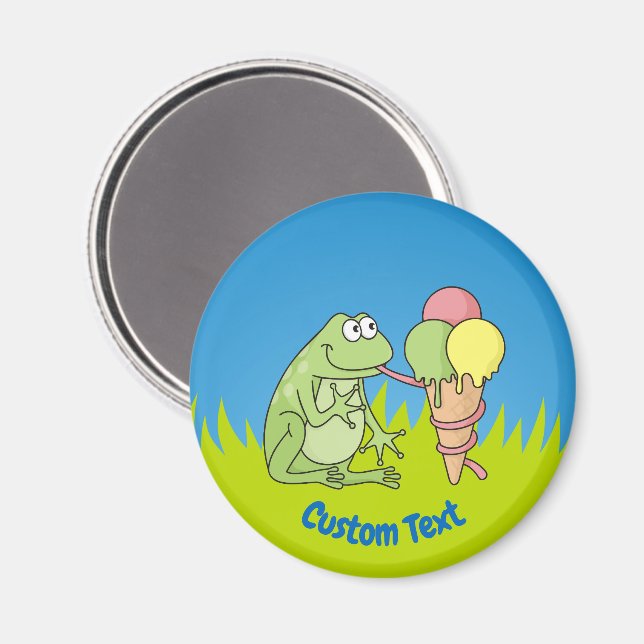 Frosch mit Eiscreme-Magnet Magnet (Vorderseite/Rückseite)
