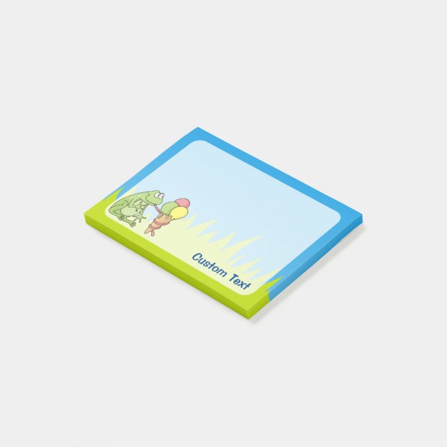 Frosch mit Eiscreme Post-it Klebezettel (angewinkelt)