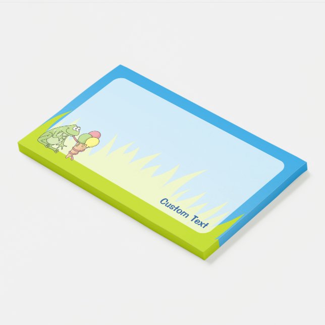 Frosch mit Eiscreme Post-it Klebezettel (angewinkelt)