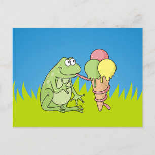 Frosch mit Eiscreme Postkarte