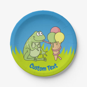 Frosch mit Eiskremspolette Pappteller