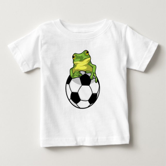 Frosch mit Fußball Baby T-shirt (Vorderseite)