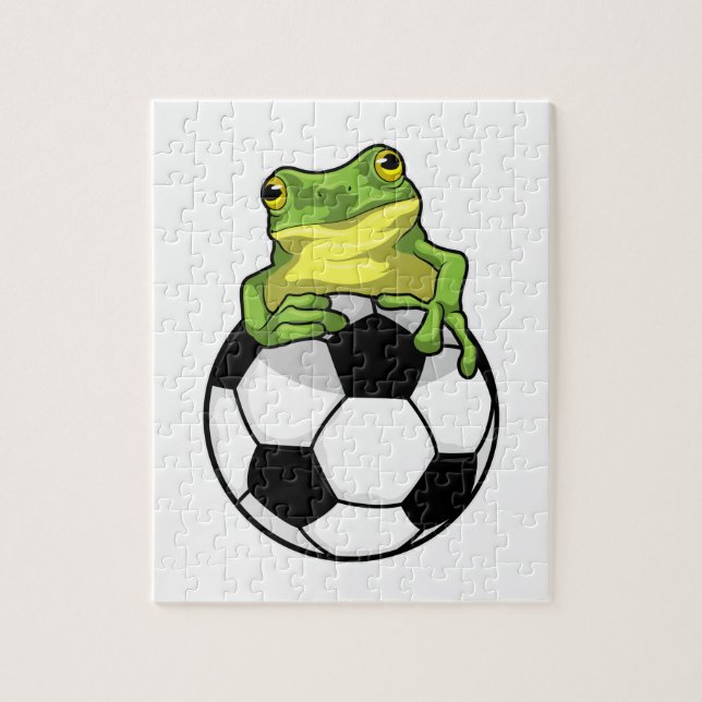 Frosch mit Fußball Puzzle (Vertikal)