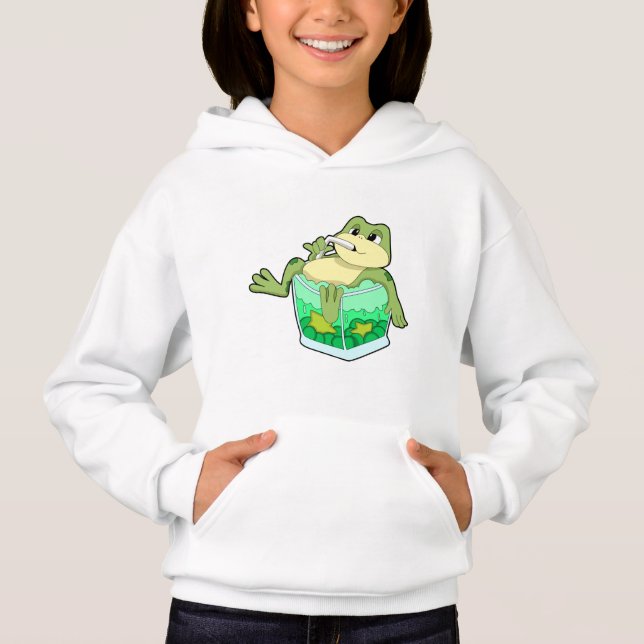 Frosch mit Glas Saft Hoodie (Vorderseite)