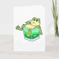 Frosch mit Glas Saft