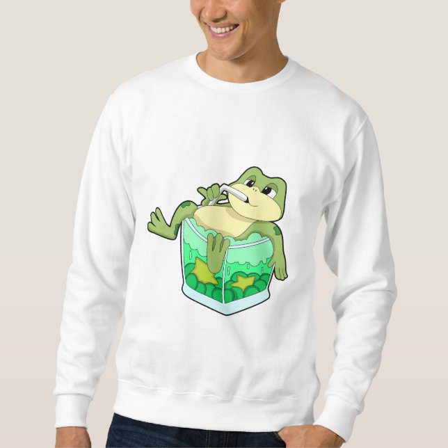 Frosch mit Glas Saft Sweatshirt (Vorderseite)