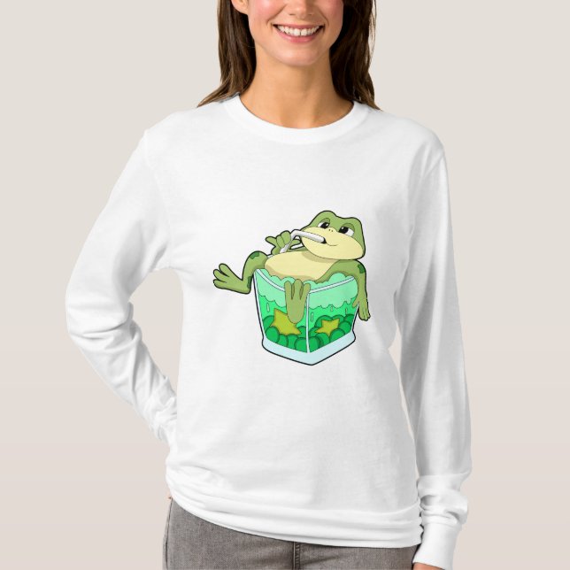 Frosch mit Glas Saft T-Shirt (Vorderseite)