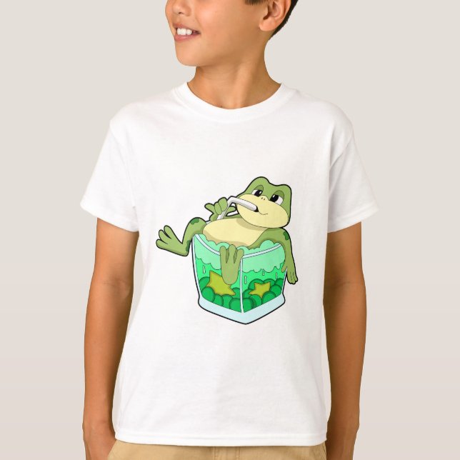 Frosch mit Glas Saft T-Shirt (Vorderseite)