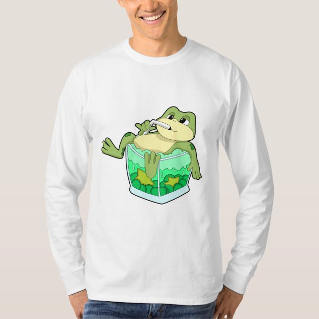 Frosch mit Glas Saft T-Shirt (Vorderseite)