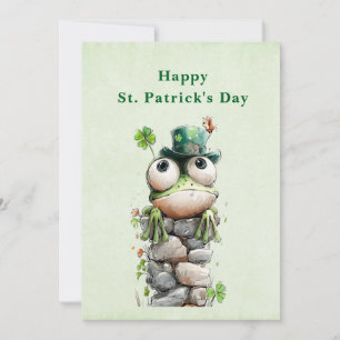 Frosch mit grünem Hut und Kleeblatt St. Patrick's Feiertagskarte