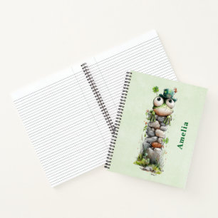 Frosch mit grünem Hut und Kleeblatt Süß Notizbuch