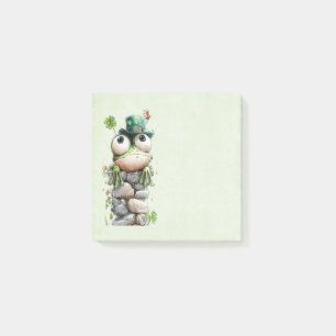 Frosch mit grünem Hut und Kleeblatt Süß Post-it Klebezettel