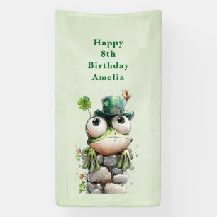 Frosch mit grünem Hut und Kleeblatt zum süßen Gebu Banner