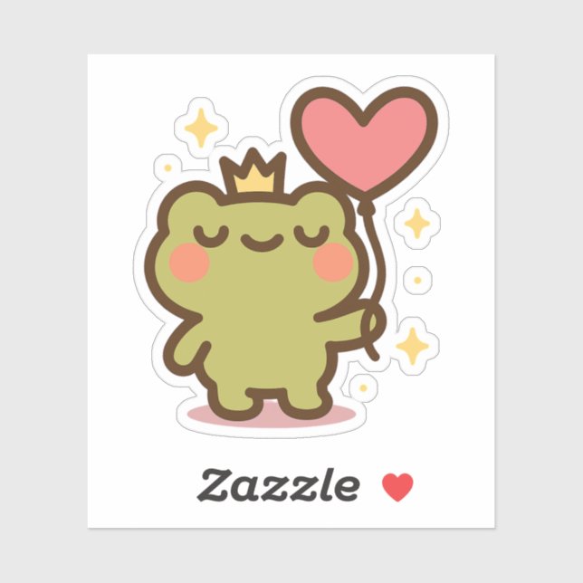 Frosch mit Heart Balloon Sticker (Blatt)
