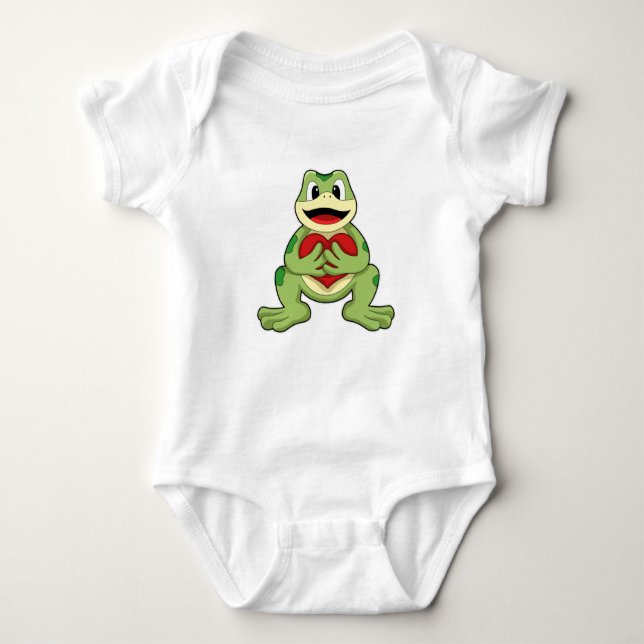 Frosch mit Herz Baby Strampler (Vorderseite)