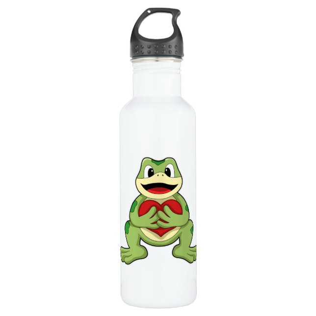 Frosch mit Herz Edelstahlflasche (Vorderseite)