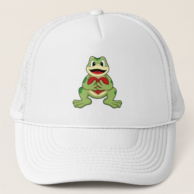 Frosch mit Herz Truckerkappe (Vorderseite)