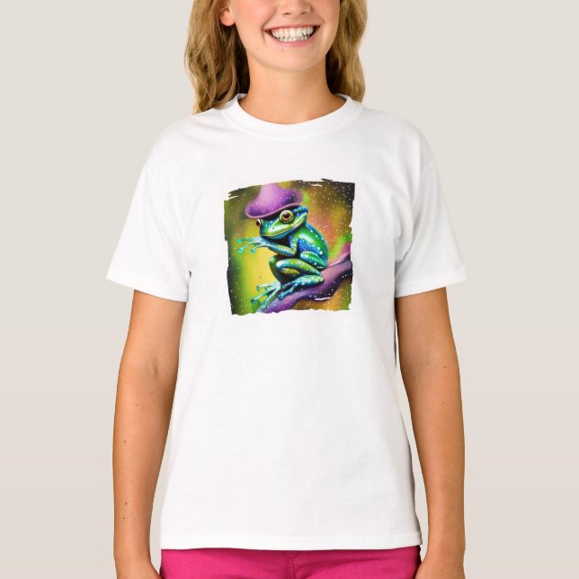 Frosch mit Hut im Regen T - Shirt (Vorderseite)