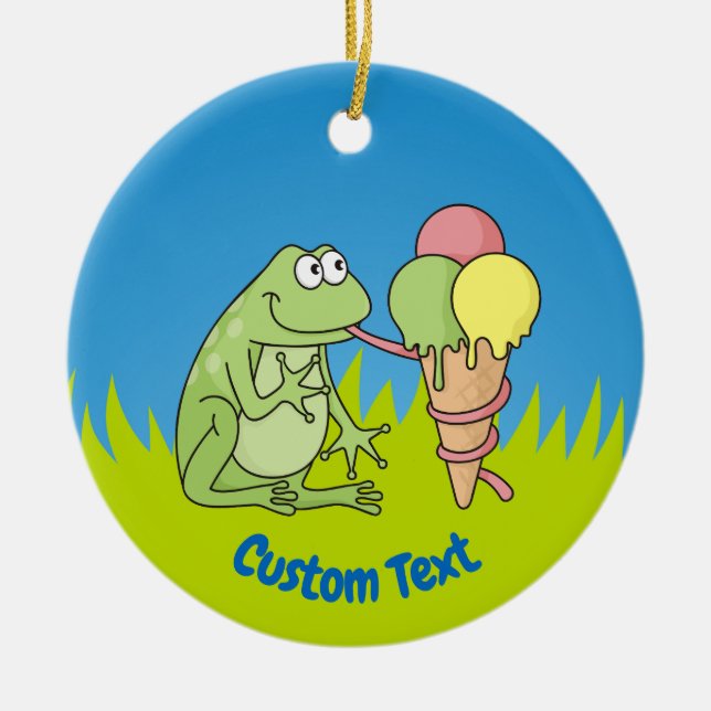 Frosch mit Icecream Keramik Ornament (Vorne)