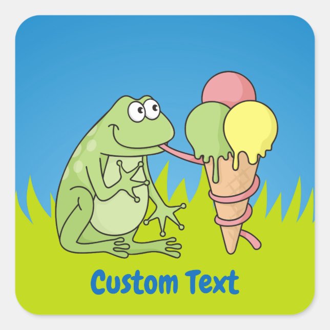 Frosch mit Icecream Square Sticker (Vorderseite)