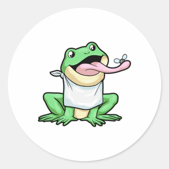 Frosch mit Käfer Runder Aufkleber (Vorderseite)