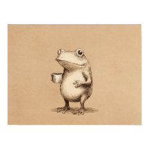 Frosch mit Kaffee – Whimsical Vintage-Tier