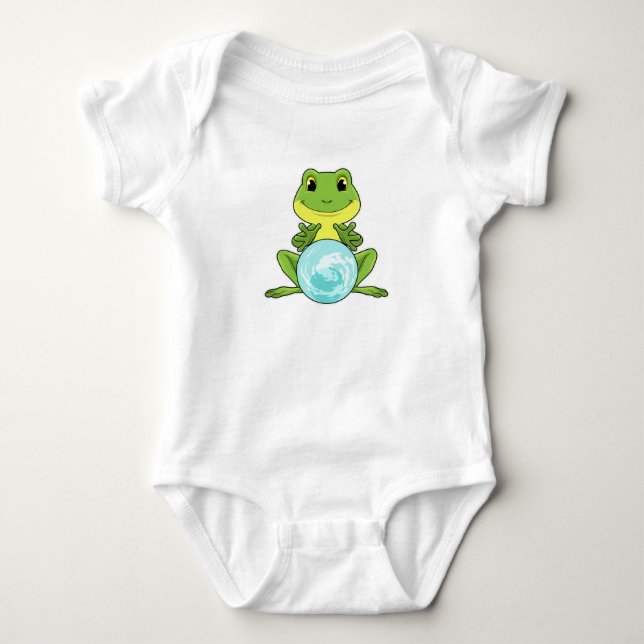 Frosch mit Kristallkugel Baby Strampler (Vorderseite)