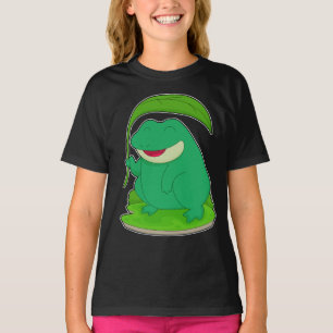 Frosch mit Leaf als Sonnenschirm T-Shirt