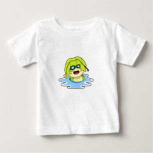 Frosch mit Leaf beim Schwimmen Baby T-shirt