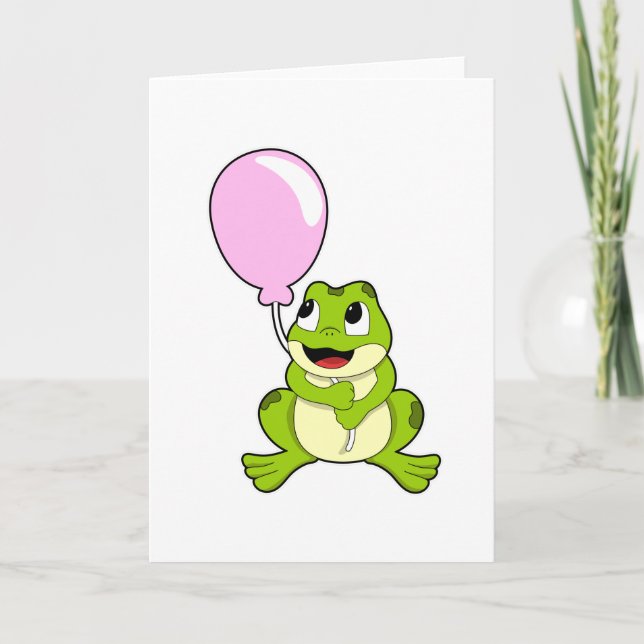 Frosch mit Luftballon Karte (Vorderseite)