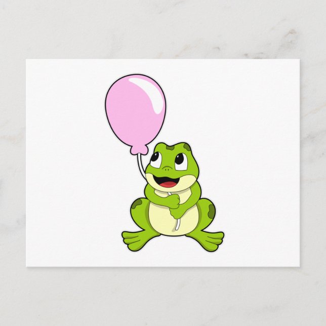 Frosch mit Luftballon Postkarte (Vorderseite)