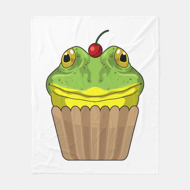 Frosch mit Muffin Fleecedecke (Vorderseite)