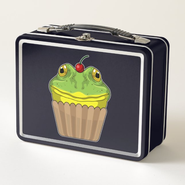 Frosch mit Muffin Metall Brotdose (Vorderseite)