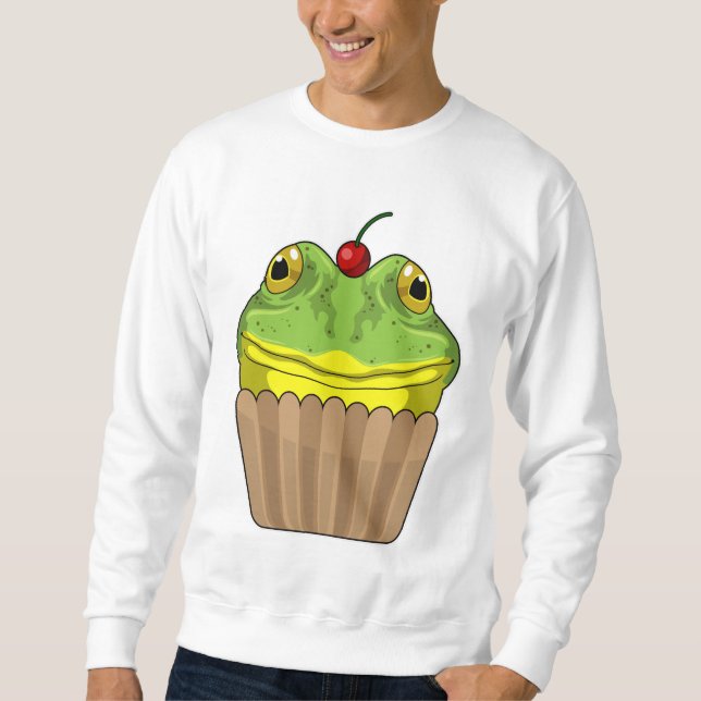 Frosch mit Muffin Sweatshirt (Vorderseite)