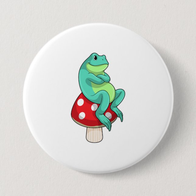 Frosch mit Pilz Button (Vorderseite)