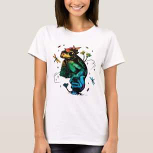 Frosch mit Pilz Cottagecore Handgezeichneter Stil T-Shirt