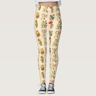 Frosch mit Pilz Cottagecore-Stil Muster Design Leggings