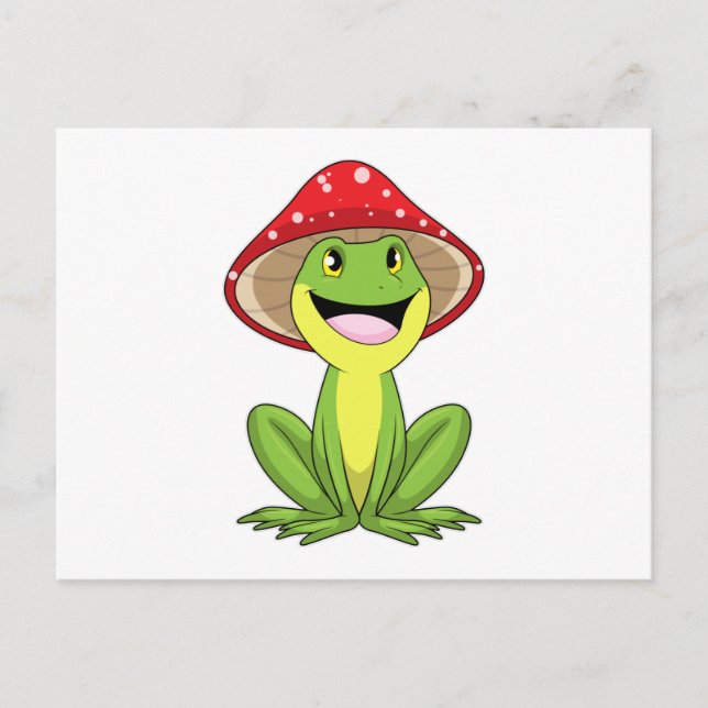 Frosch mit Pilz Postkarte (Vorderseite)