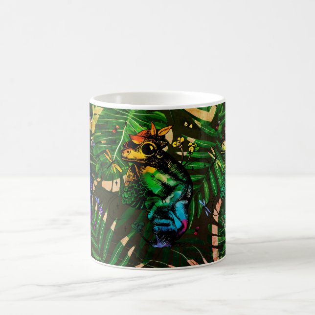 Frosch mit Pilzcotattcore Handgezeichneter Stil Kaffeetasse (Mittel)