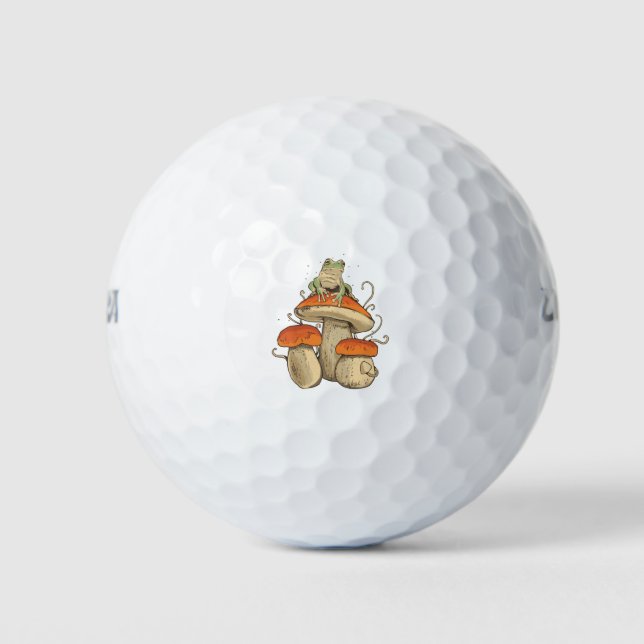 Frosch mit Pilzen Golfball (Vorderseite)