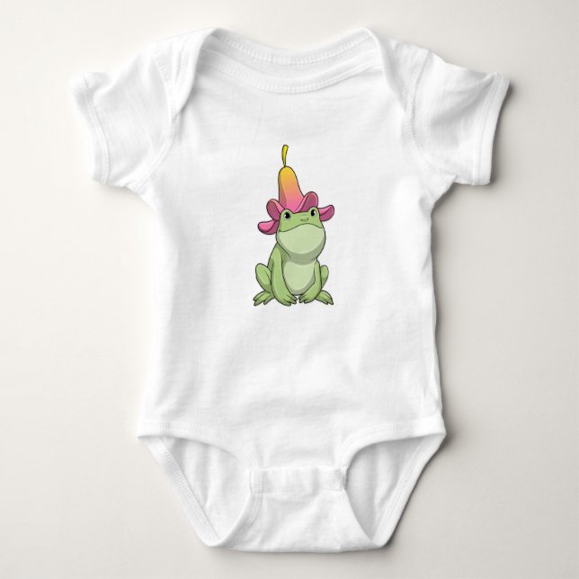 Frosch mit Plumeria Baby Strampler (Vorderseite)