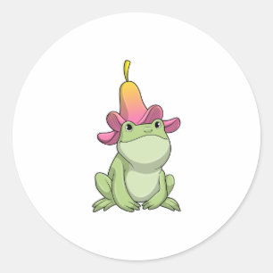 Frosch mit Plumeria Runder Aufkleber